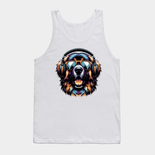 Leonberger Smiling DJ Rocks the Musical Scene Tank Top